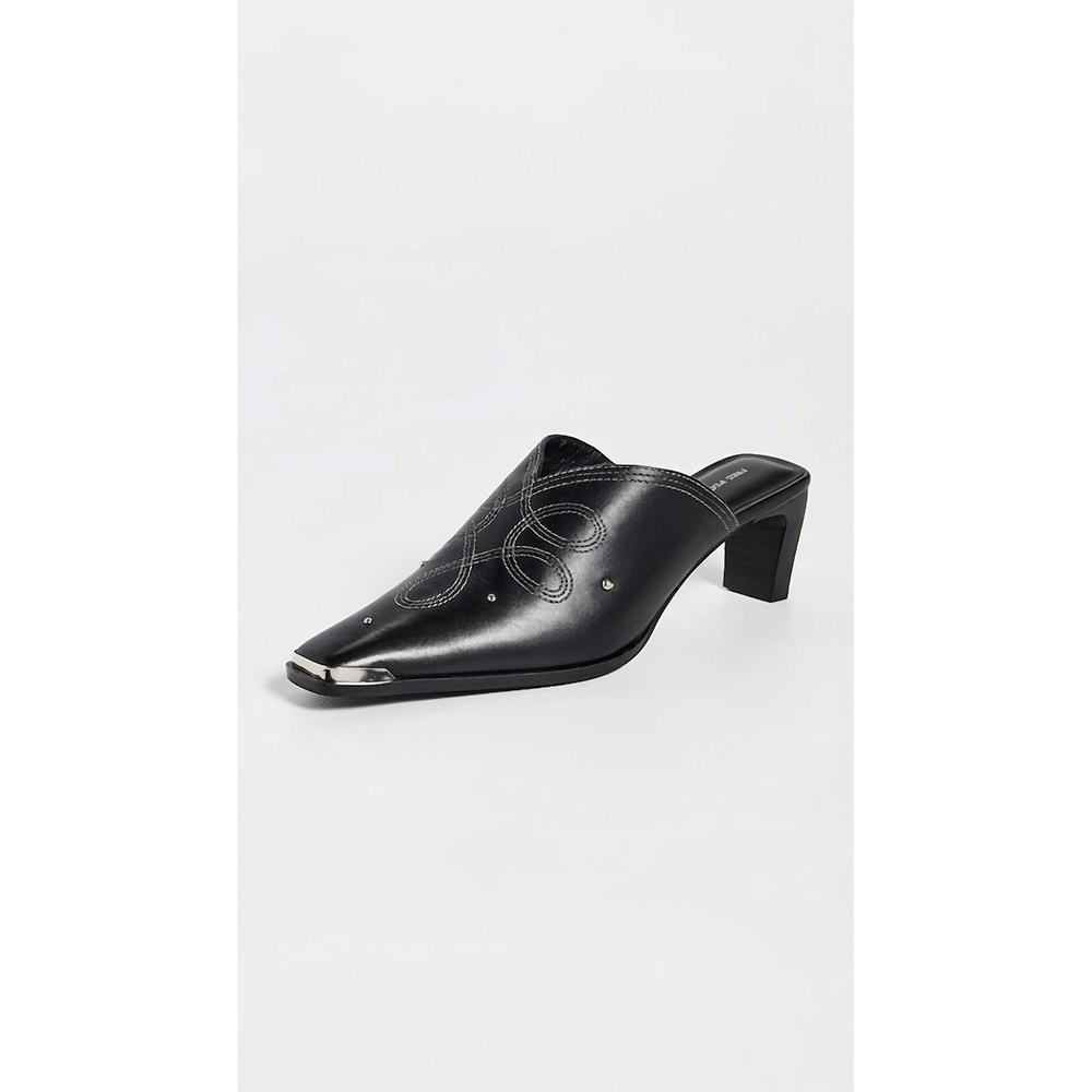 NEW FREE PEOPLE women's roxi metal tip mules in black